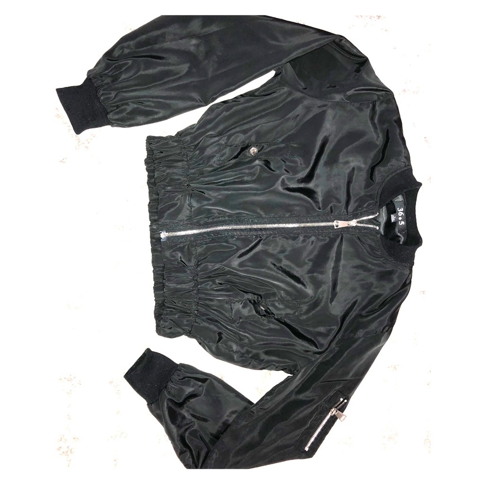 Black Fashion Nova cropped bomber jacket